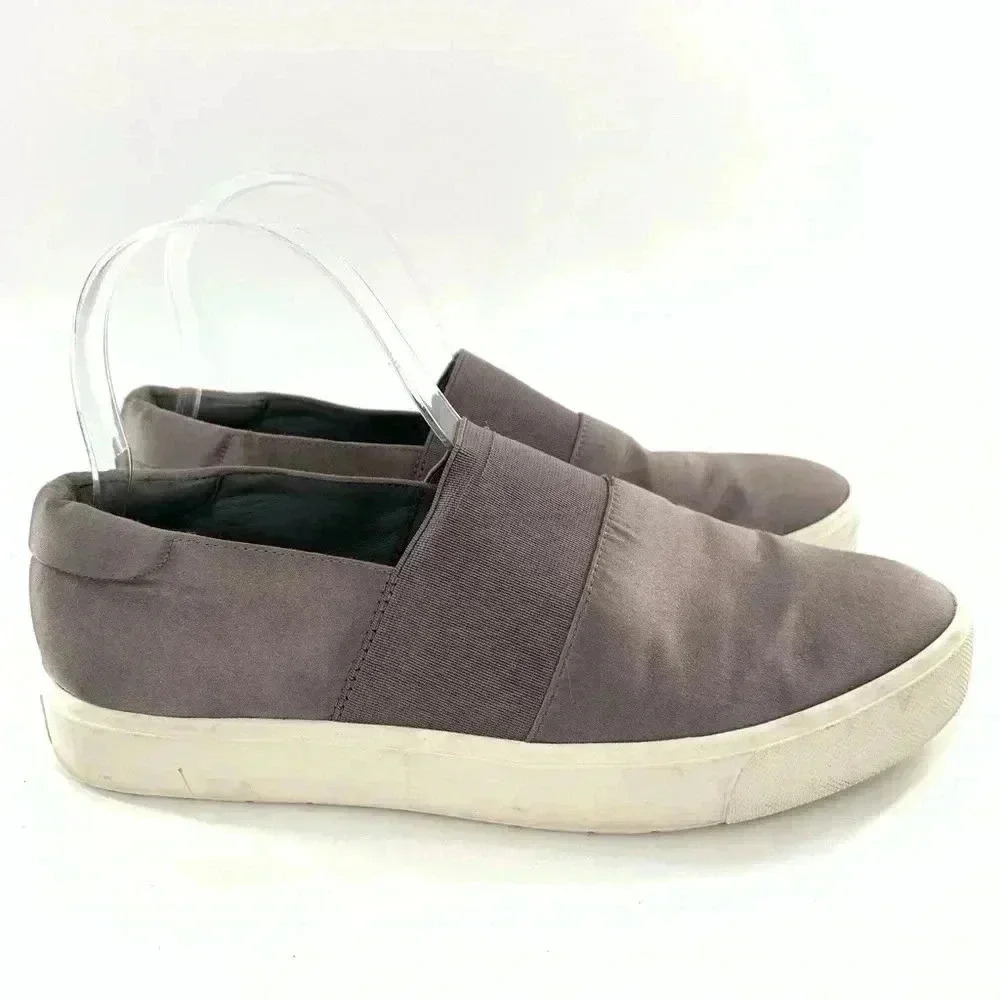 Vince Corbin womens fashion sneakers size 7 37 gray satin slip on platforms